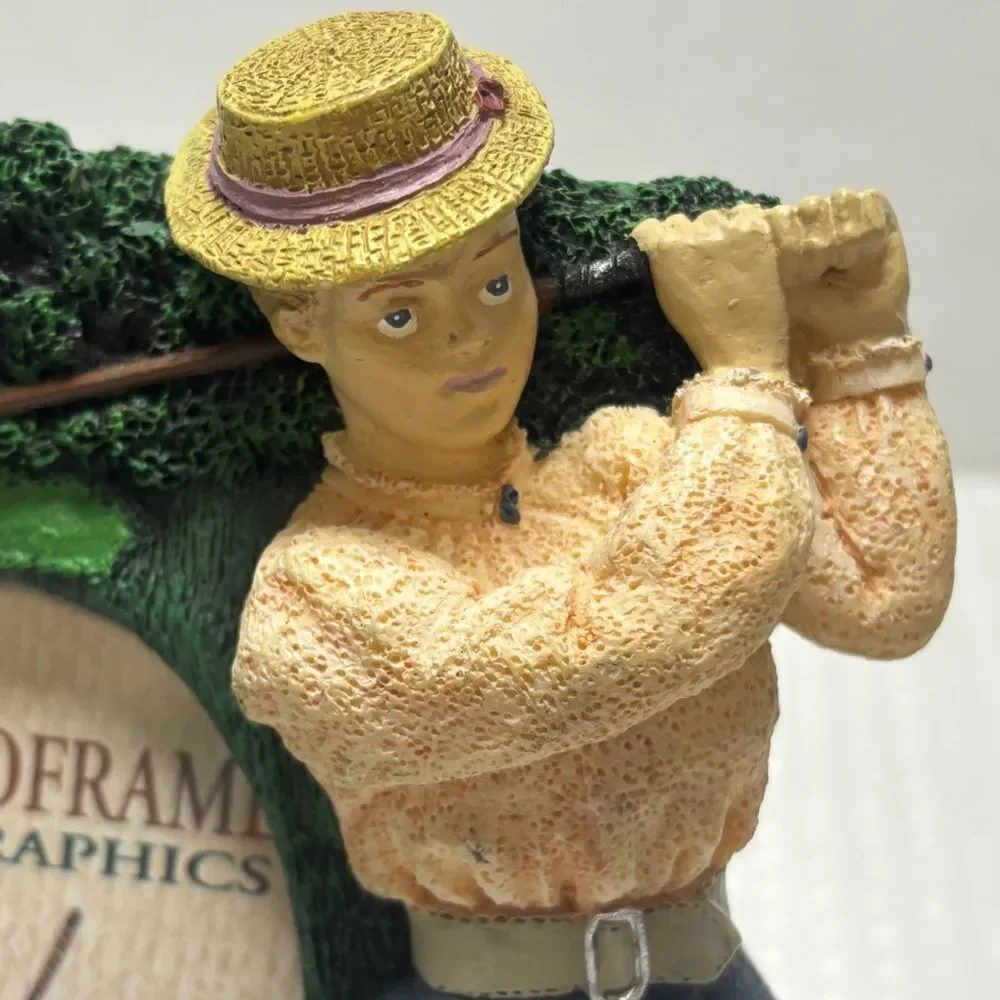 Vintage 1993 Figi Graphics 3D Resin Lady Golfer Tabletop Photo Frame